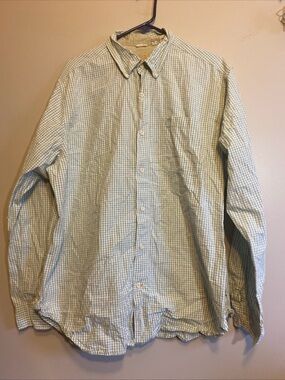 Timberland Men’s Casual Button Down Long Sleeve Sz XL Light Green Checker Shirt